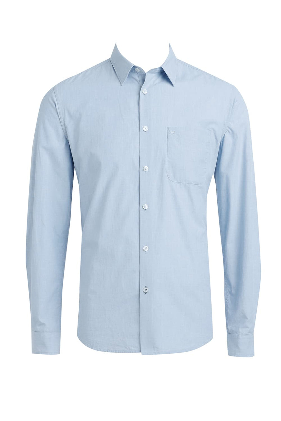 BASICS SLIM FIT HEATHER BLUE COTTON FIL-A-FIL SHIRT