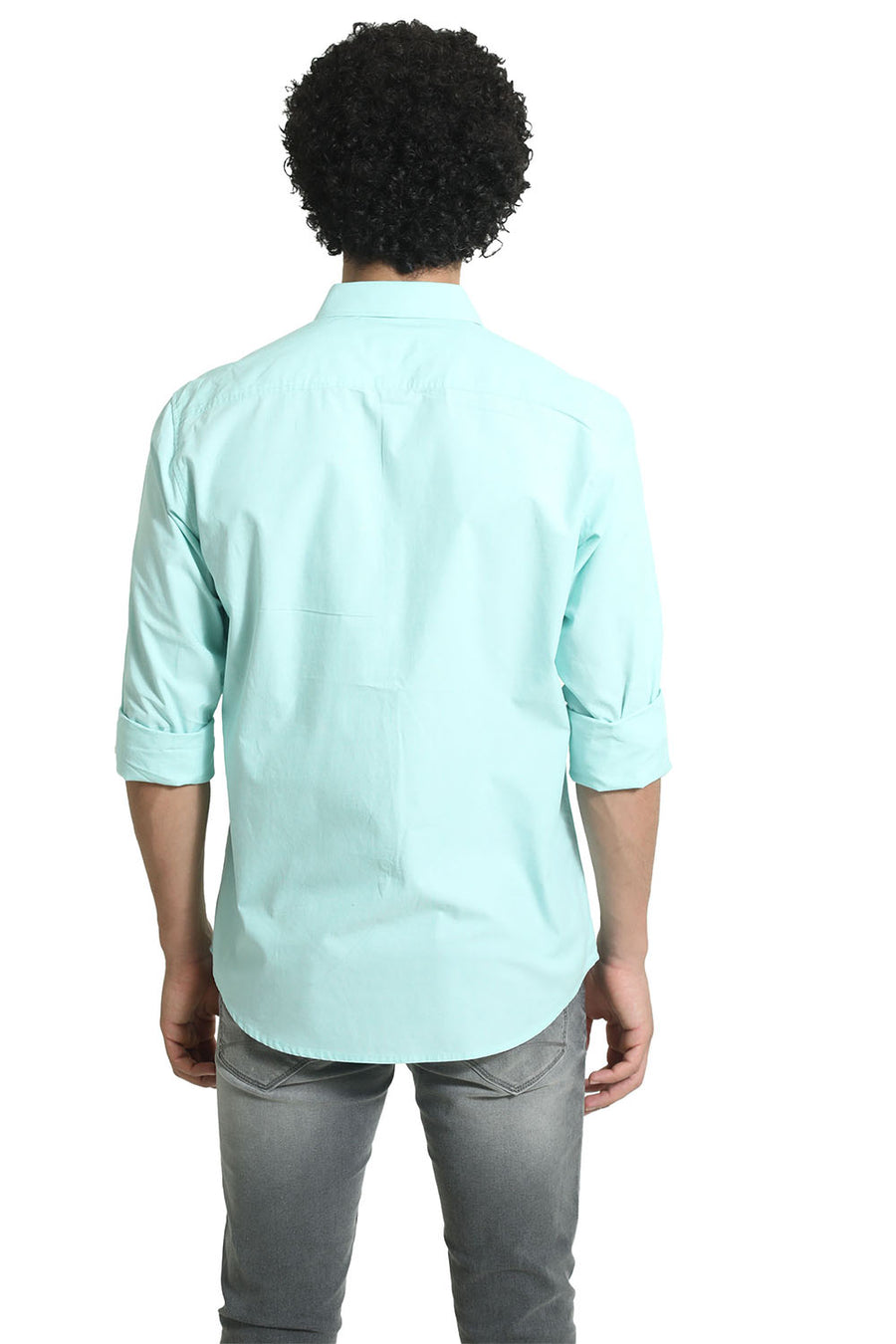 BASICS SLIM FIT YUCCA GREEN COTTON FIL-A-FIL SHIRT