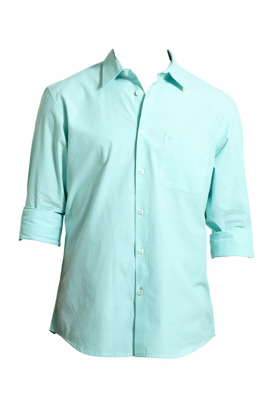 BASICS SLIM FIT YUCCA GREEN COTTON FIL-A-FIL SHIRT
