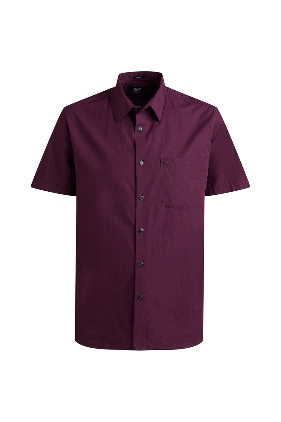 BASICS SLIM FIT PLUM PURPLE COTTON FIL-A-FIL HALFSLEEVES SHIRT
