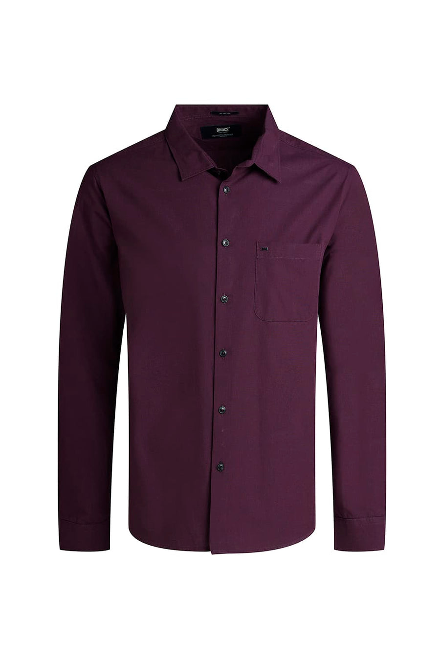 BASICS SLIM FIT PLUM PURPLE COTTON FIL-A-FIL SHIRT