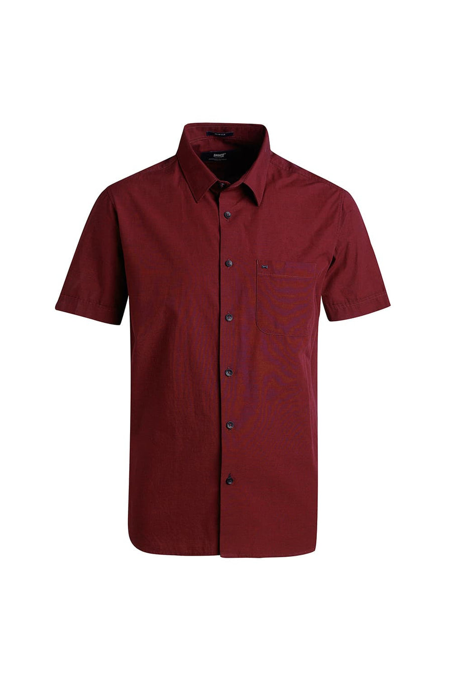 BASICS SLIM FIT CORDOVAN MAROON COTTON FIL-A-FIL HALFSLEEVES SHIRT