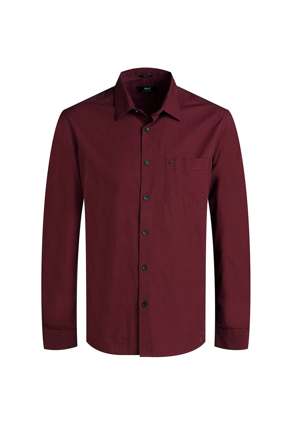 BASICS SLIM FIT CORDOVAN MAROON COTTON FIL-A-FIL SHIRT