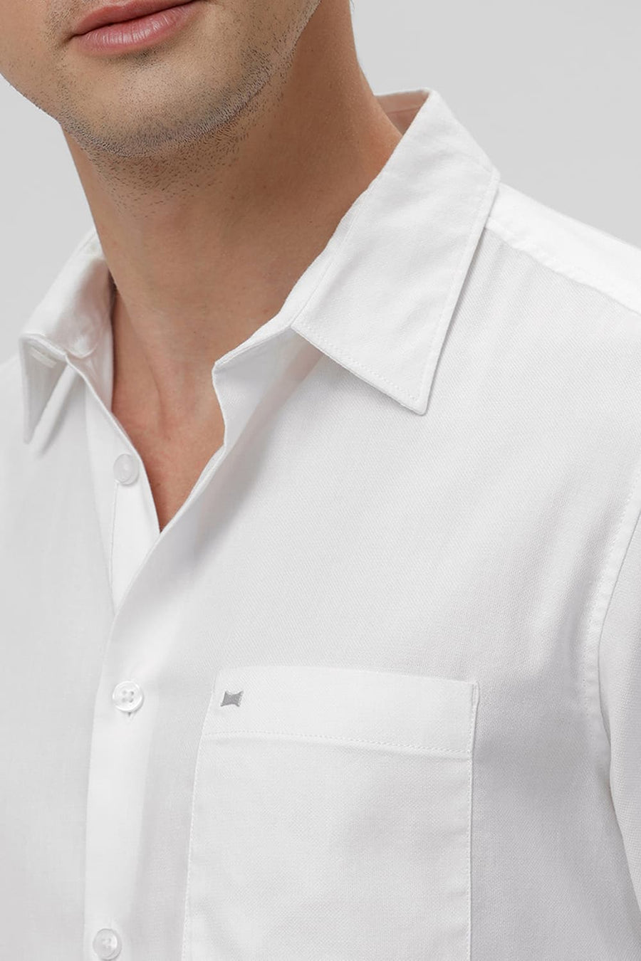 BASICS SLIM FIT BRIGHT WHITE COTTON DOBBY SHIRT