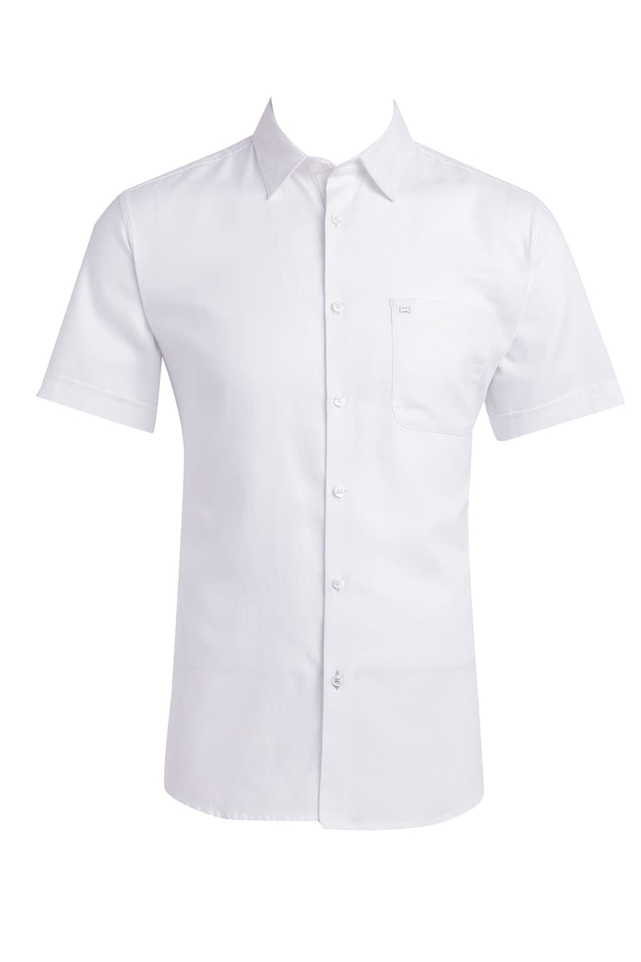 BASICS SLIM FIT BRIGHT WHITE COTTON DOBBY HALFSLEEVES SHIRT