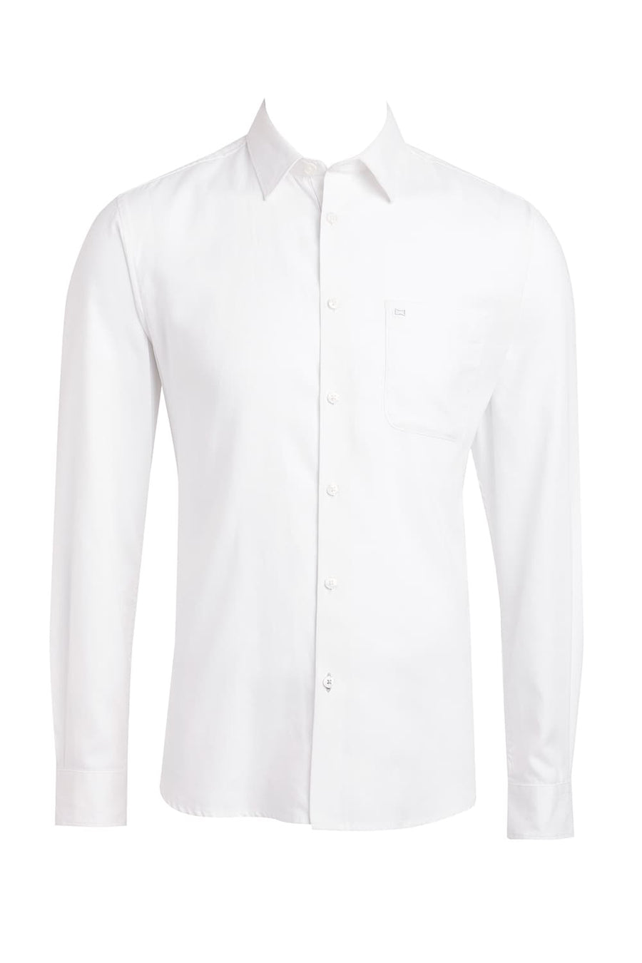 BASICS SLIM FIT BRIGHT WHITE COTTON DOBBY SHIRT