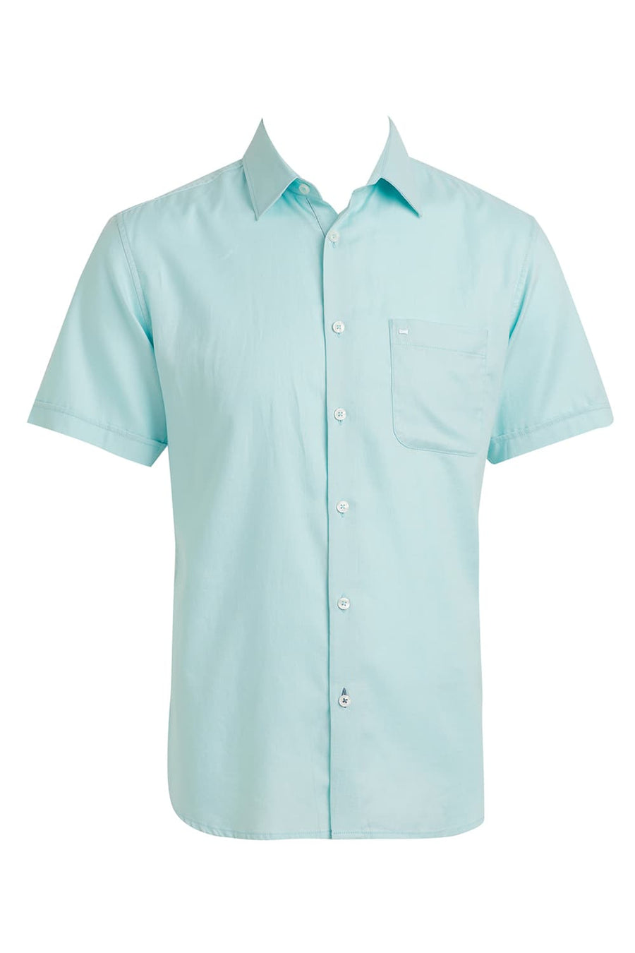 BASICS SLIM FIT ICY GREEN COTTON DOBBY HALFSLEEVES SHIRT