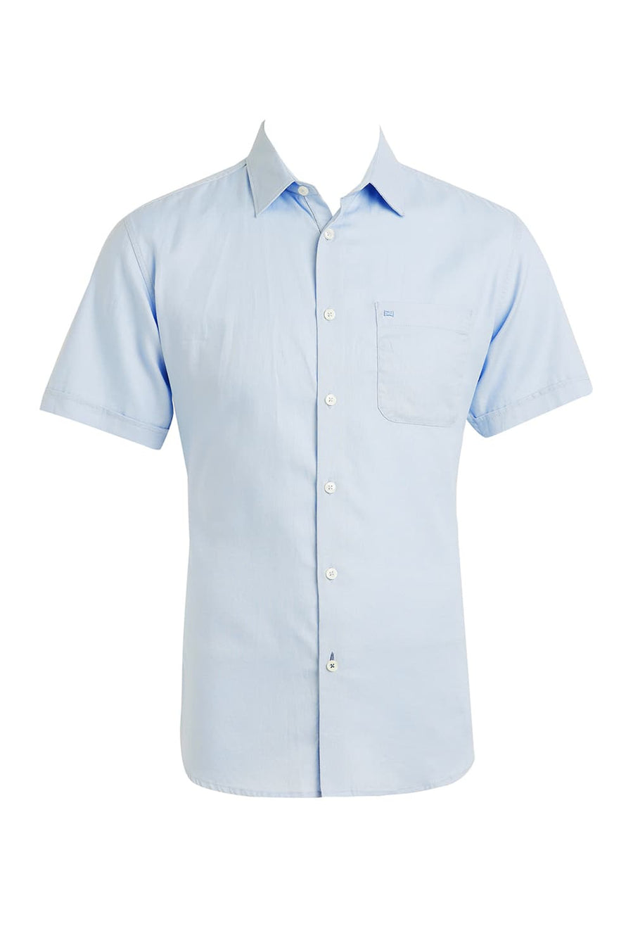 BASICS SLIM FIT SKYWAY BLUE COTTON DOBBY HALFSLEEVES SHIRT