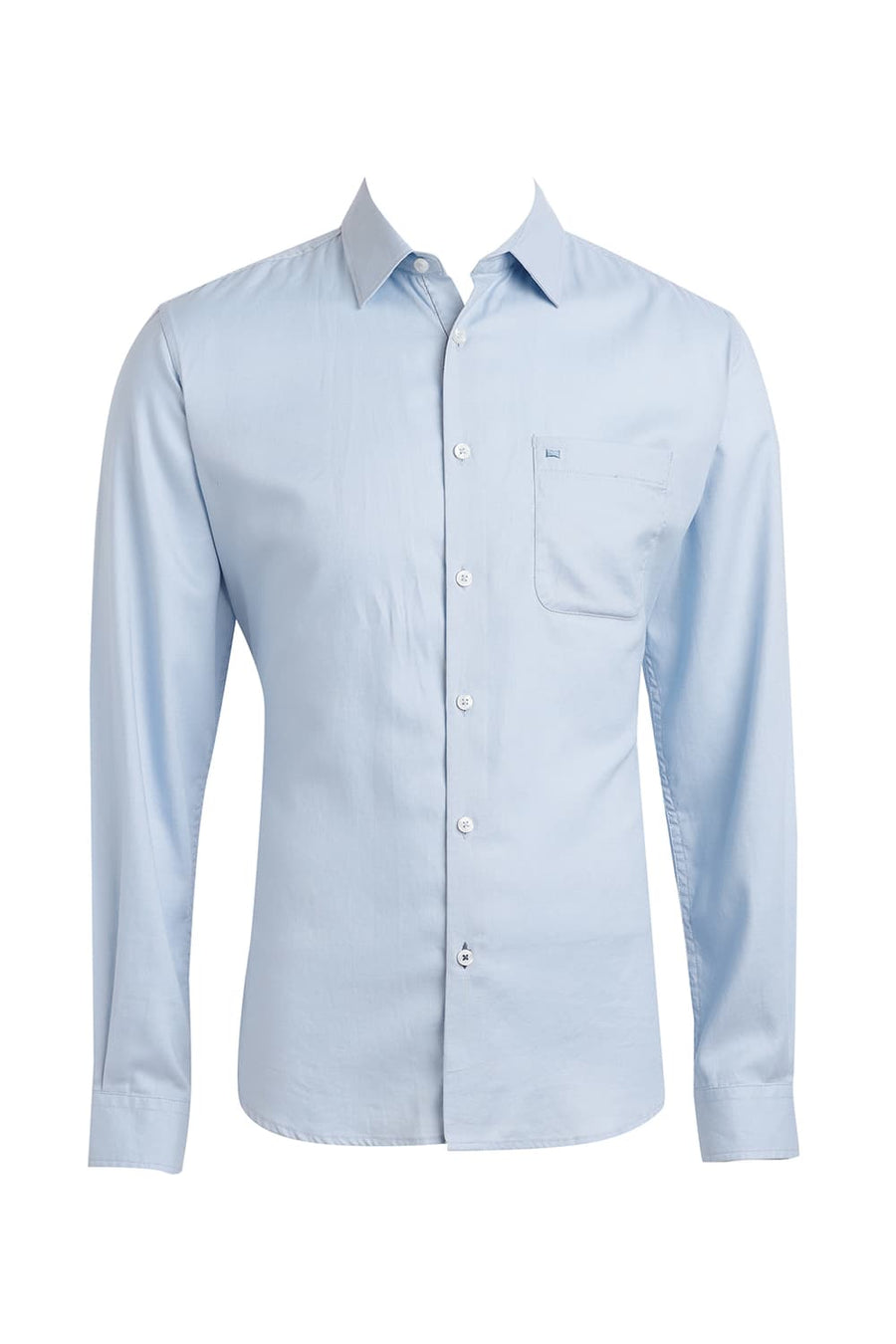BASICS SLIM FIT SKYWAY BLUE COTTON DOBBY SHIRT
