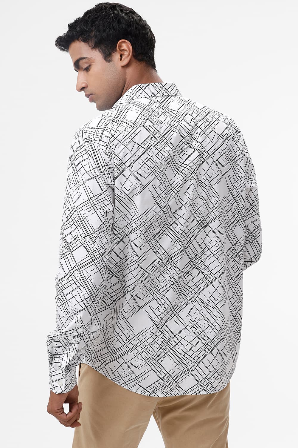 SLIM FIT COTTON POPLIN PRINTED SHIRT