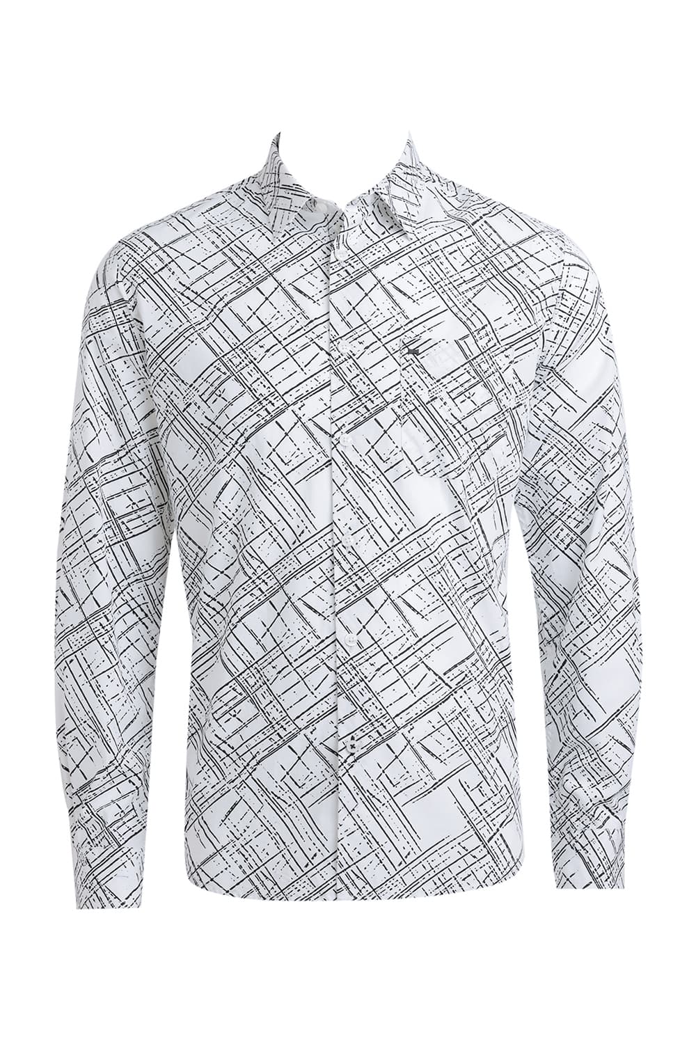 SLIM FIT COTTON POPLIN PRINTED SHIRT