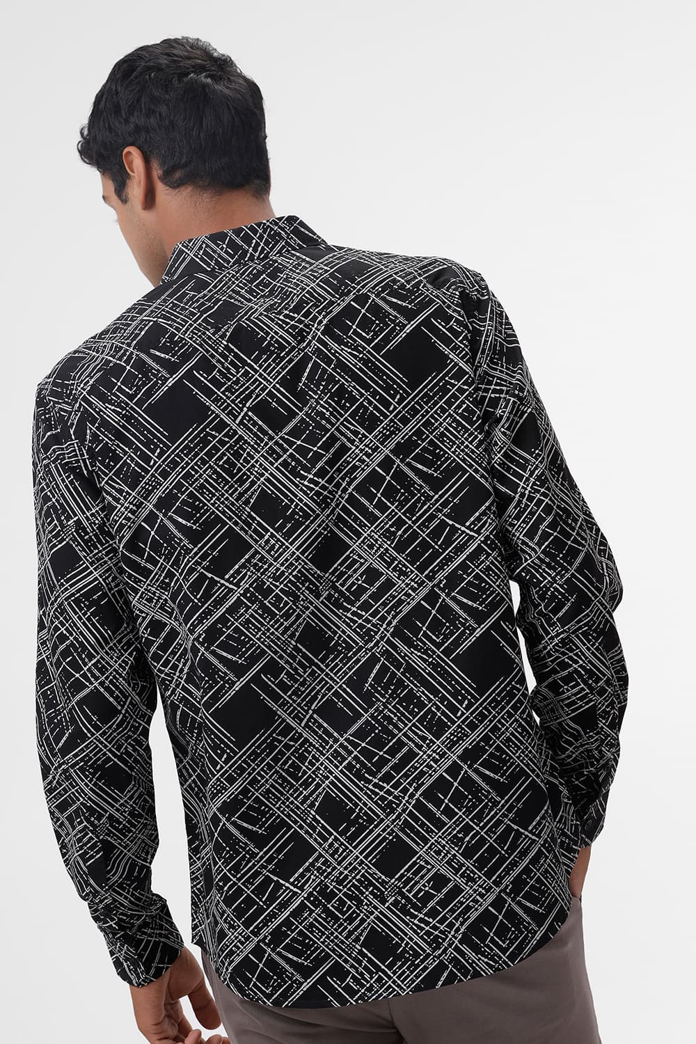 SLIM FIT COTTON POPLIN PRINTED SHIRT