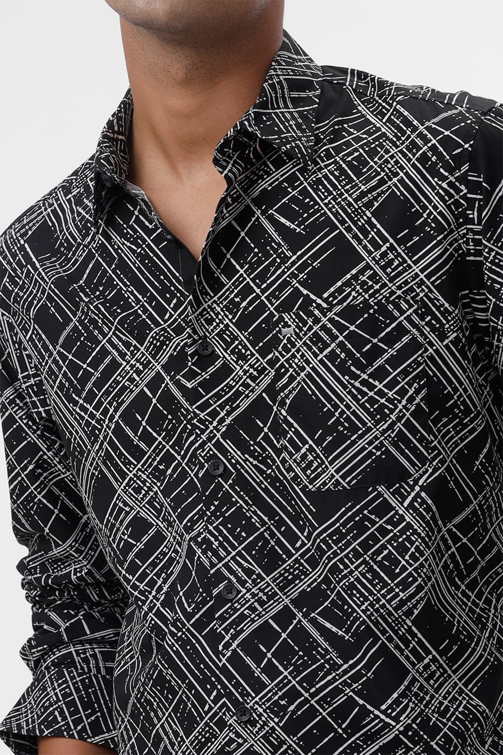 SLIM FIT COTTON POPLIN PRINTED SHIRT