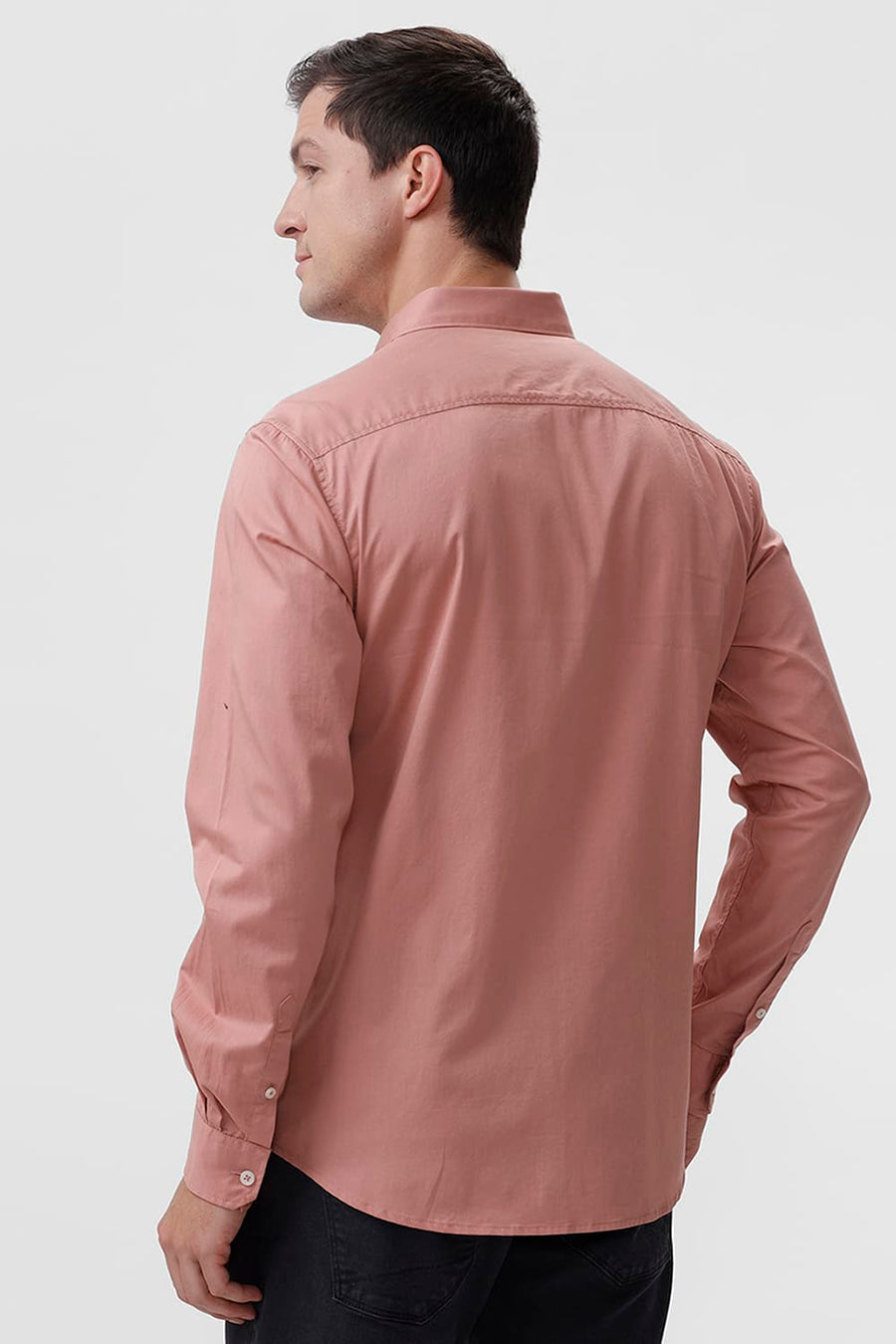 BASICS SLIM FIT WITHERED PINK COTTON TWILL SHIRT
