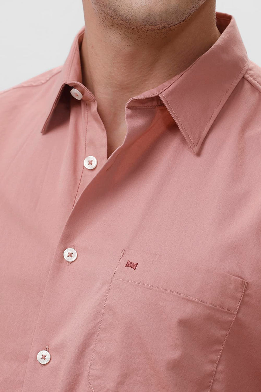 BASICS SLIM FIT WITHERED PINK COTTON TWILL SHIRT