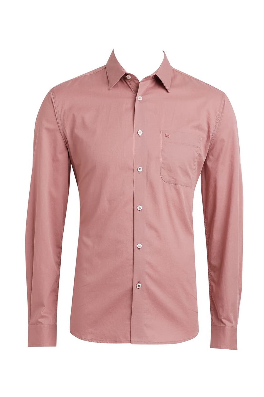 BASICS SLIM FIT WITHERED PINK COTTON TWILL SHIRT