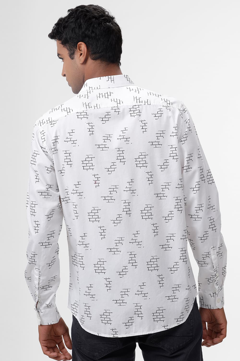 SLIM FIT COTTON TWILL PRINTED SHIRT