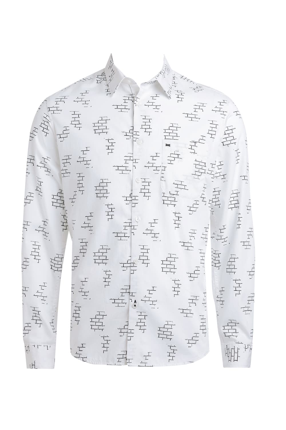 SLIM FIT COTTON TWILL PRINTED SHIRT
