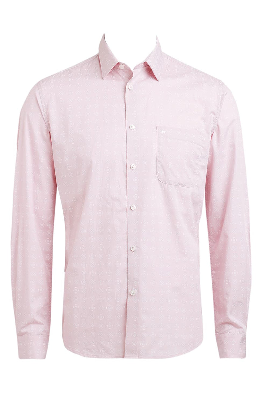 BASICS SLIM FIT CHALK PINK COTTON TWILL PRINTED SHIRT