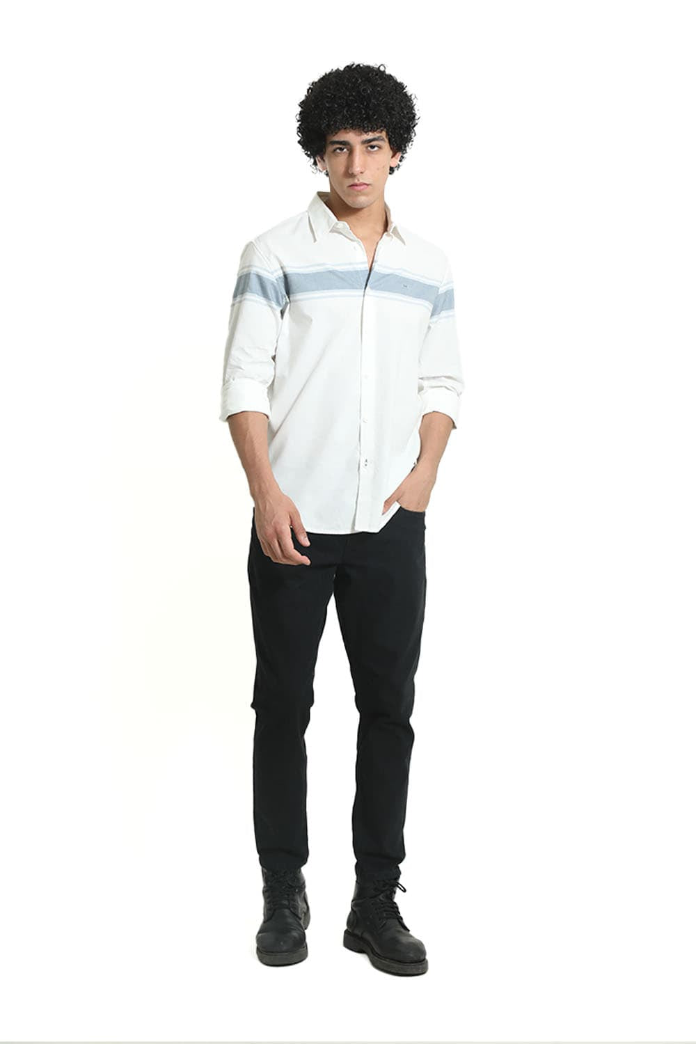 SLIM FIT COTTON OXFORD STRIPE SHIRT