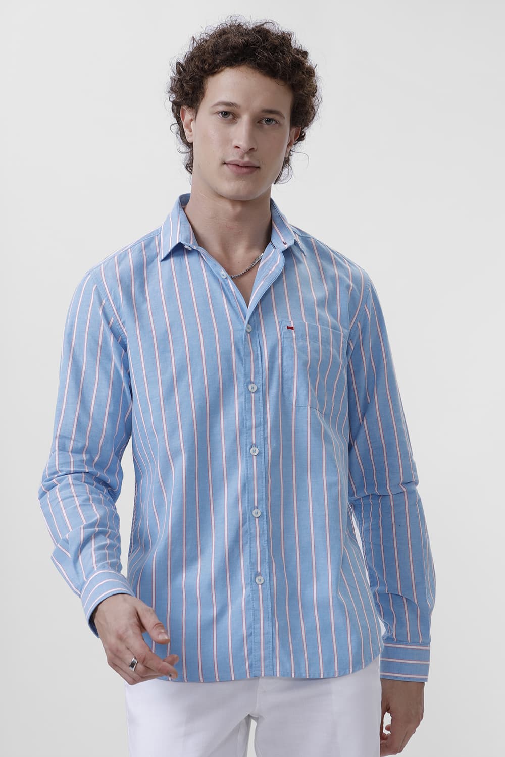 SLIM FIT COTTON OXFORD STRIPE SHIRT