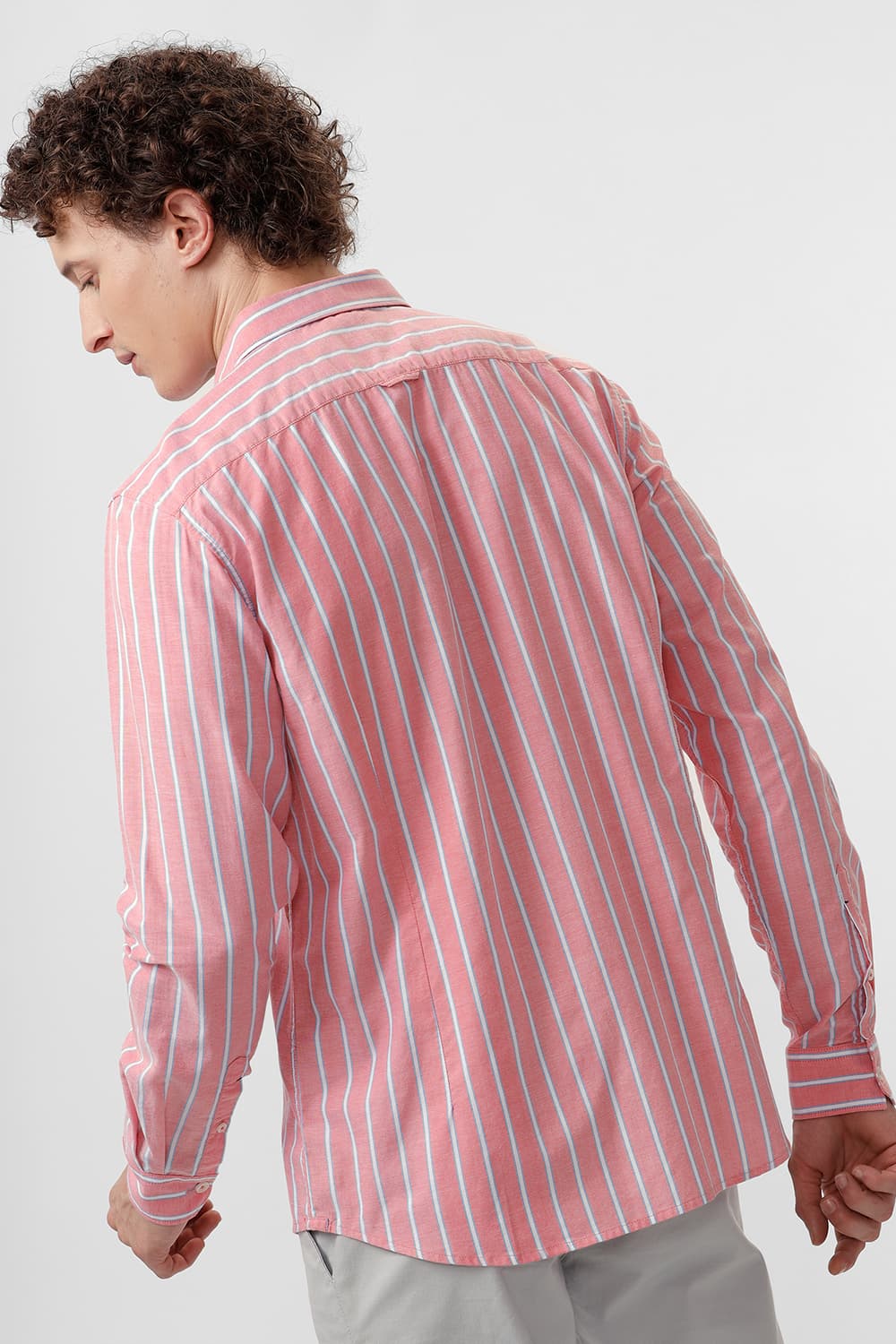 SLIM FIT COTTON OXFORD STRIPE SHIRT