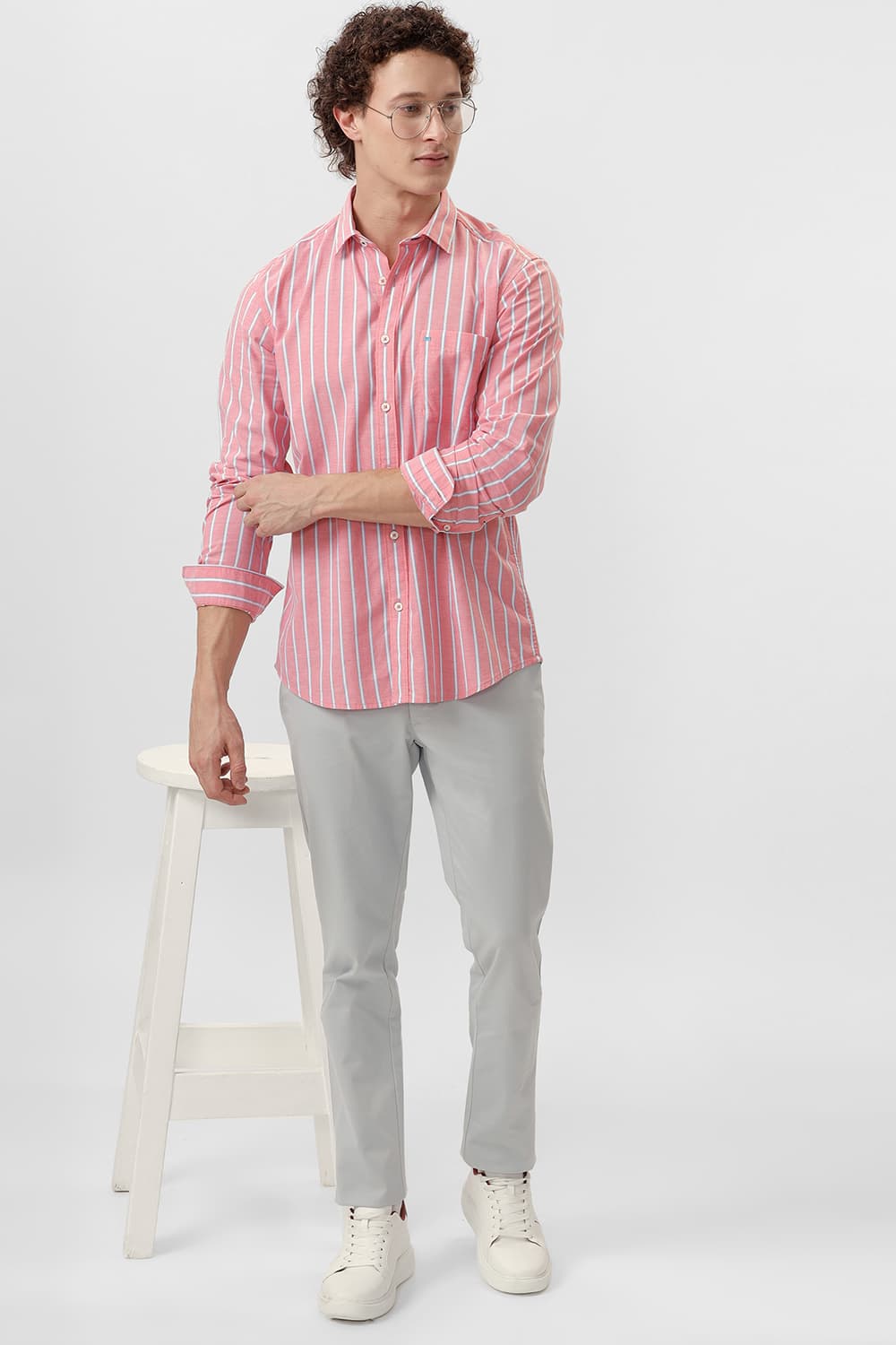 SLIM FIT COTTON OXFORD STRIPE SHIRT