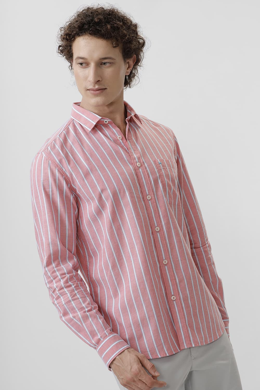 SLIM FIT COTTON OXFORD STRIPE SHIRT