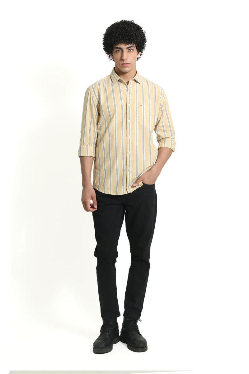 SLIM FIT COTTON OXFORD STRIPE SHIRT