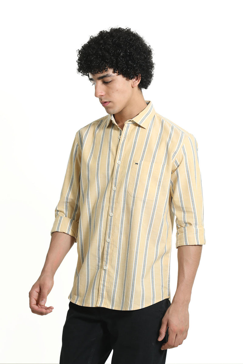 SLIM FIT COTTON OXFORD STRIPE SHIRT