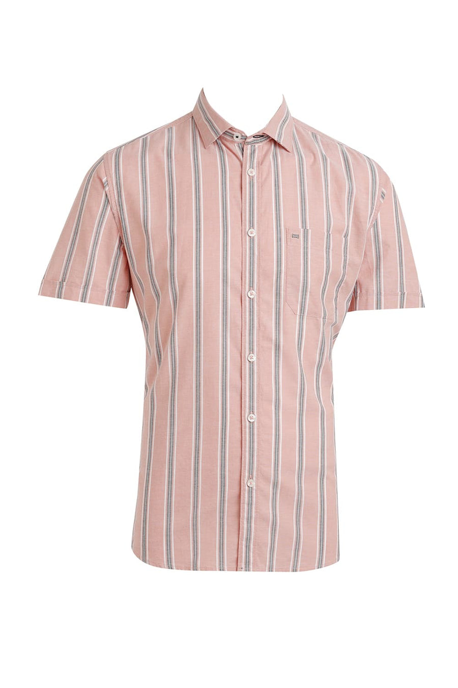 BASICS SLIM FIT ORANGE CLOUD COTTON OXFORD STRIPE SHIRT