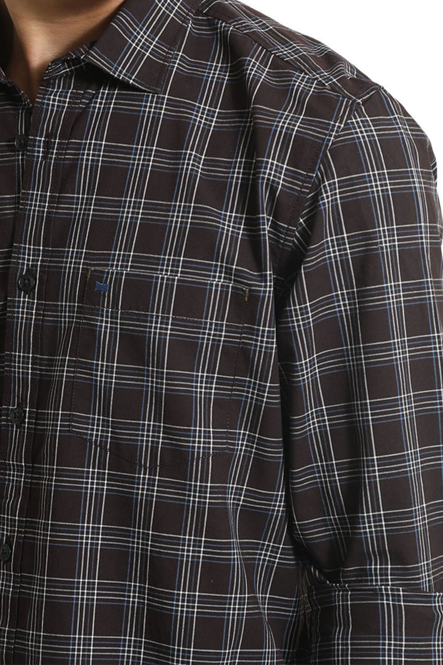 BASICS SLIM FIT PUCE MAROON COTTON CHECKS SHIRT