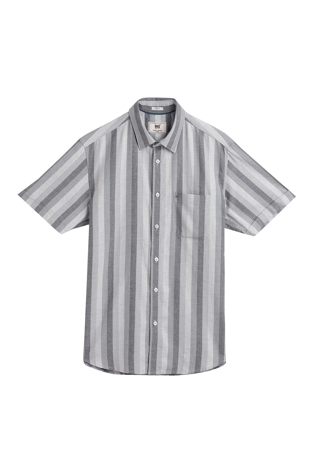 SLIM FIT COTTON MELANGE STRIPE HALFSLEEVES SHIRT