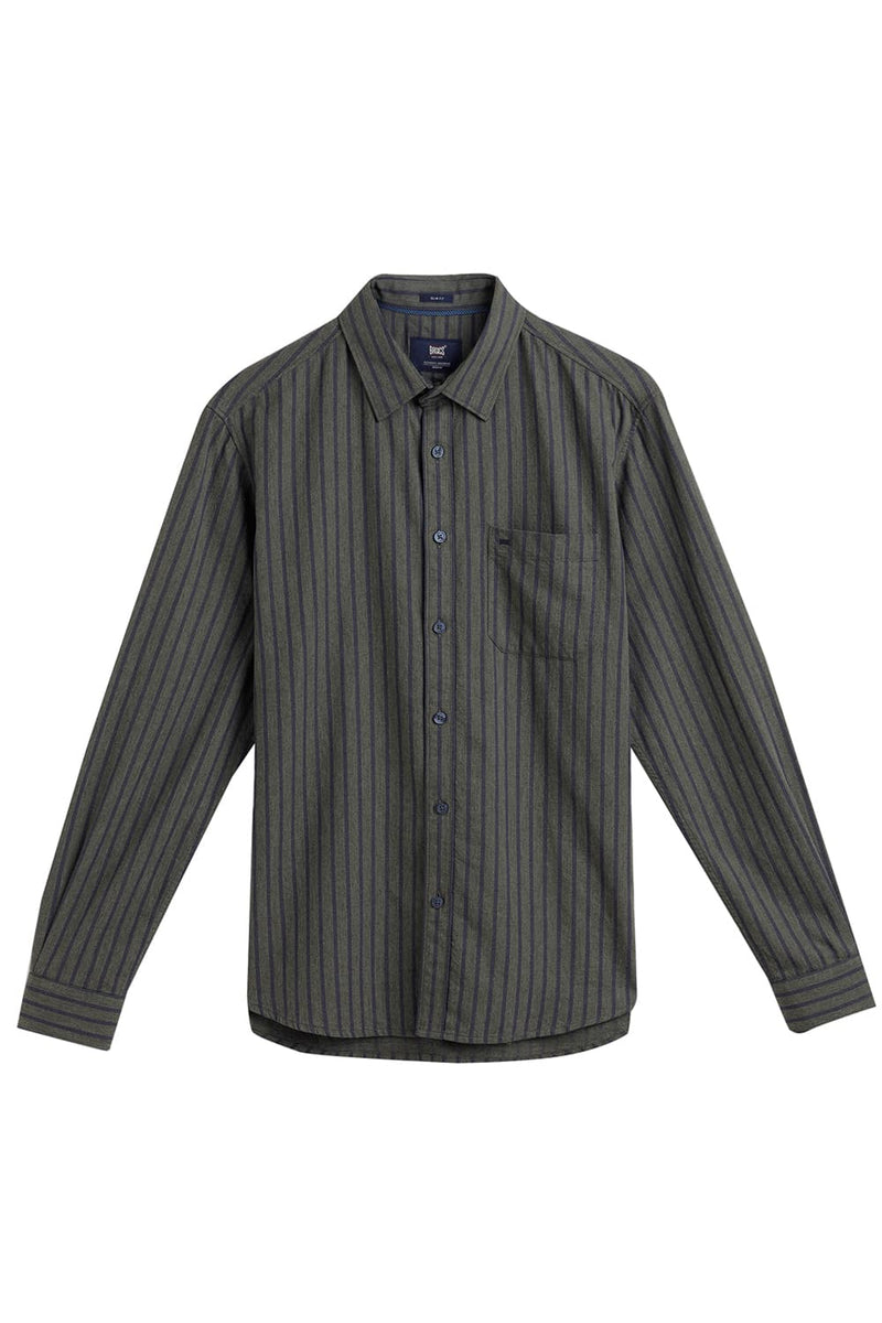 SLIM FIT COTTON MELANGE STRIPE SHIRT