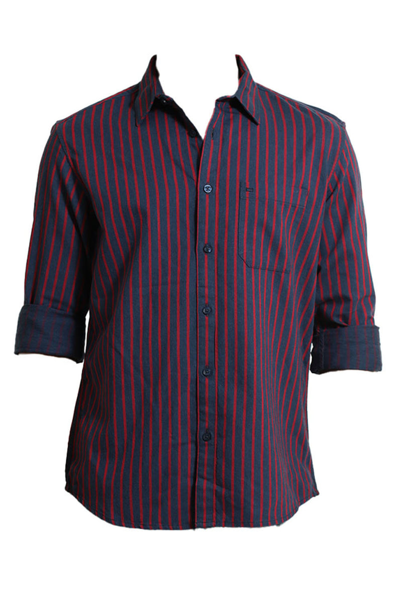 SLIM FIT COTTON MELANGE STRIPE SHIRT