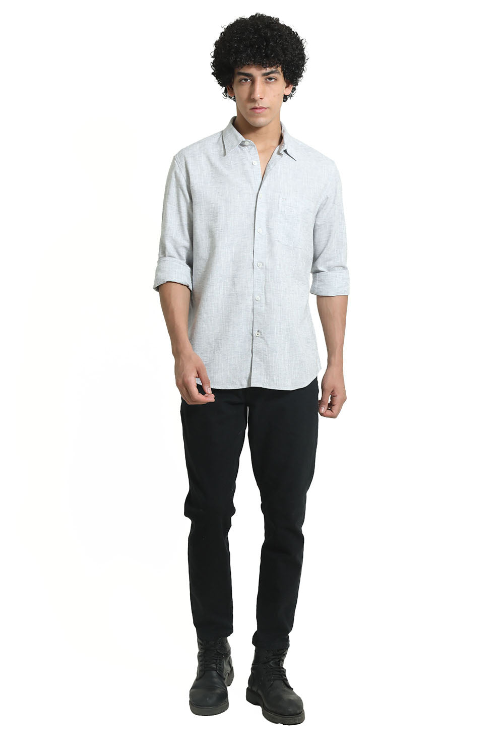 SLIM FIT COTTON LYOCELL LINEN CATONIC SHIRT