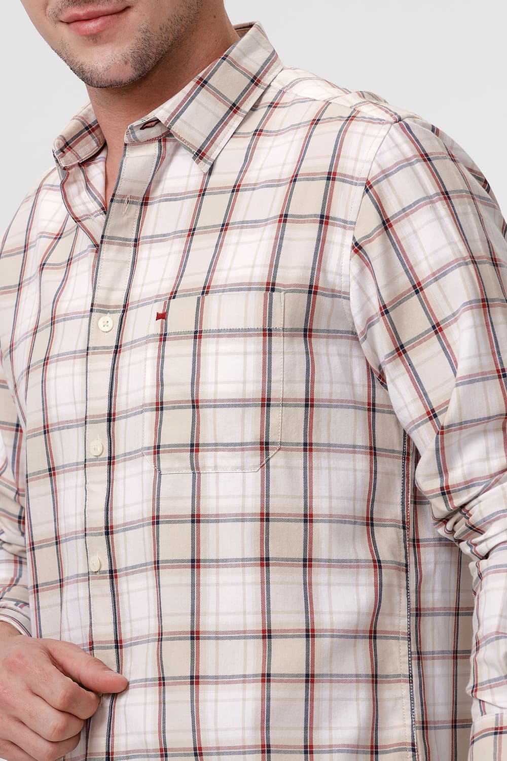 SLIM FIT COTTON TWILL CHECKS SHIRT