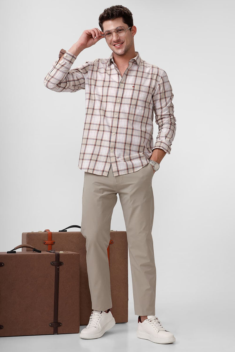 SLIM FIT COTTON TWILL CHECKS SHIRT