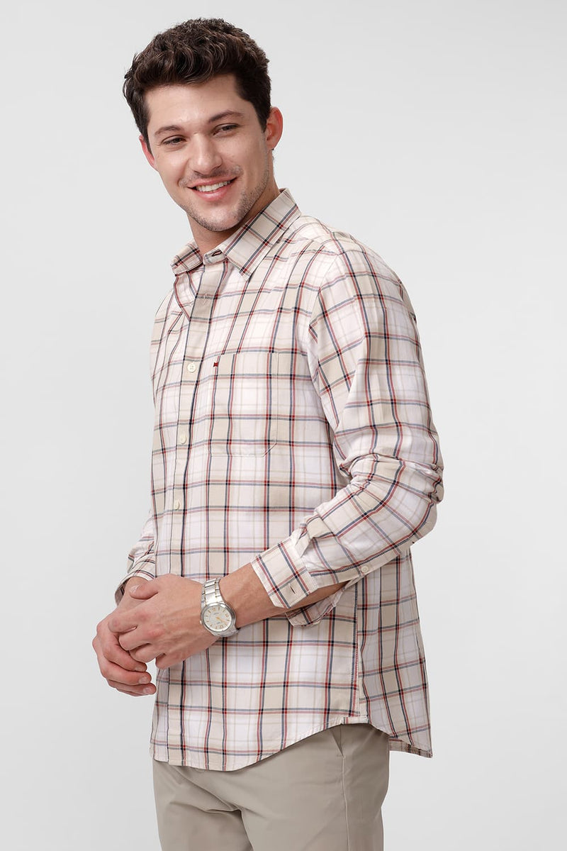 SLIM FIT COTTON TWILL CHECKS SHIRT