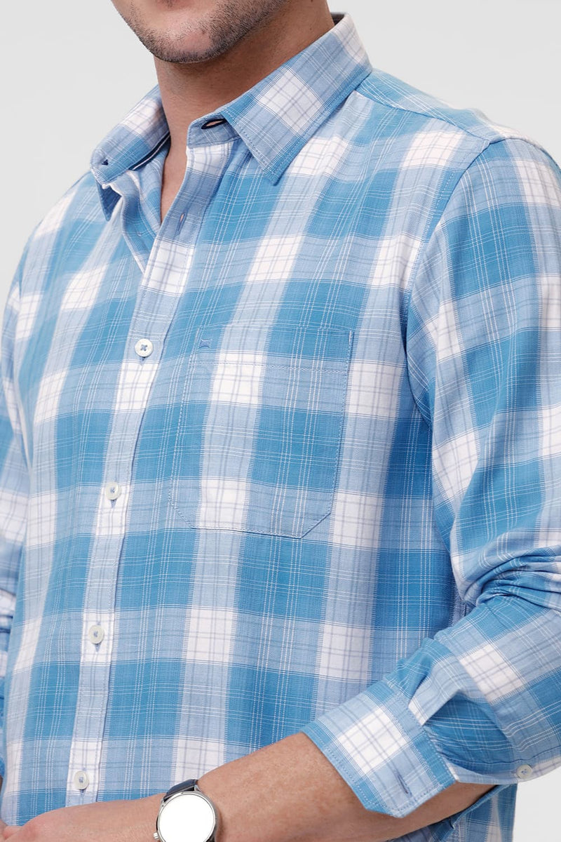 SLIM FIT COTTON TWILL CHECKS SHIRT