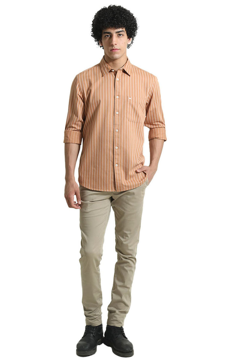 SLIM FIT COTTON TWILL STRIPE SHIRT