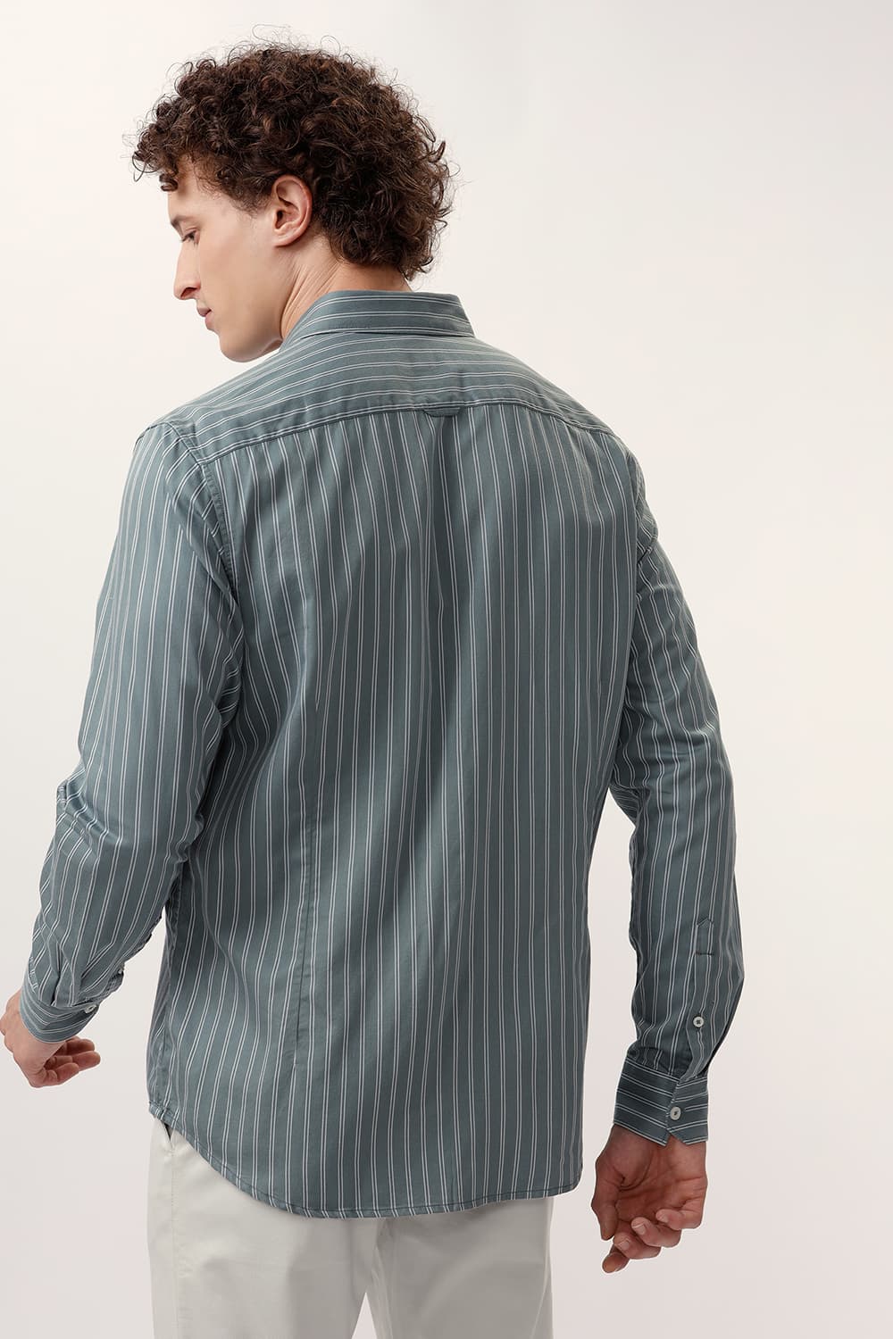 SLIM FIT COTTON TWILL STRIPE SHIRT