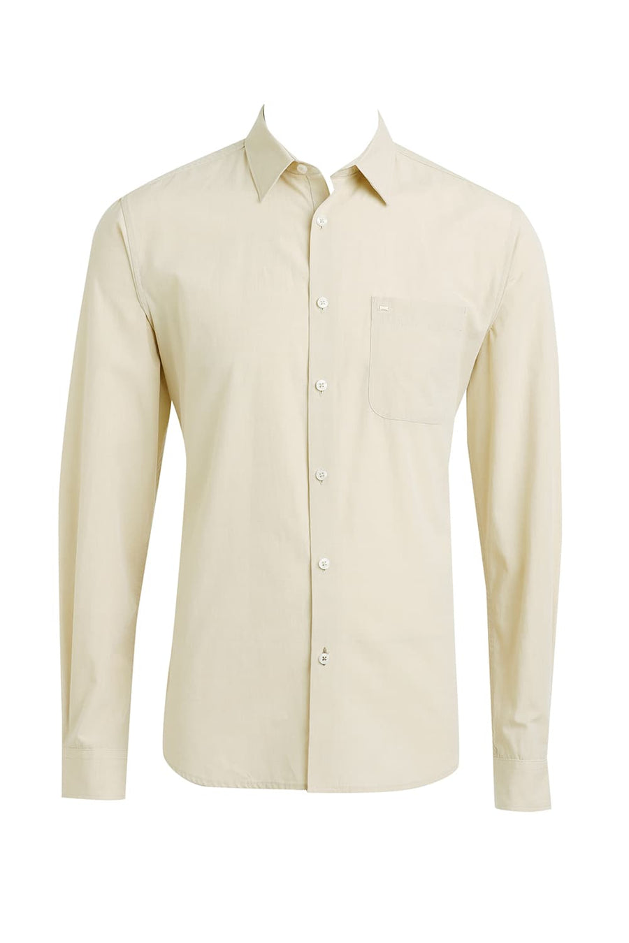 BASICS SLIM FIT ANGORA BEIGE COTTON POLYESTER VISCOSE SHIRT