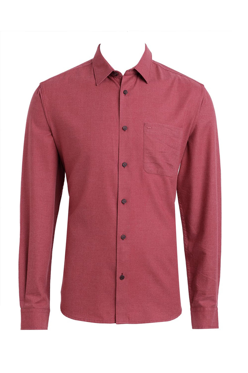 SLIM FIT PLOYESTER COTTON LYOCEL MELANGE SHIRT