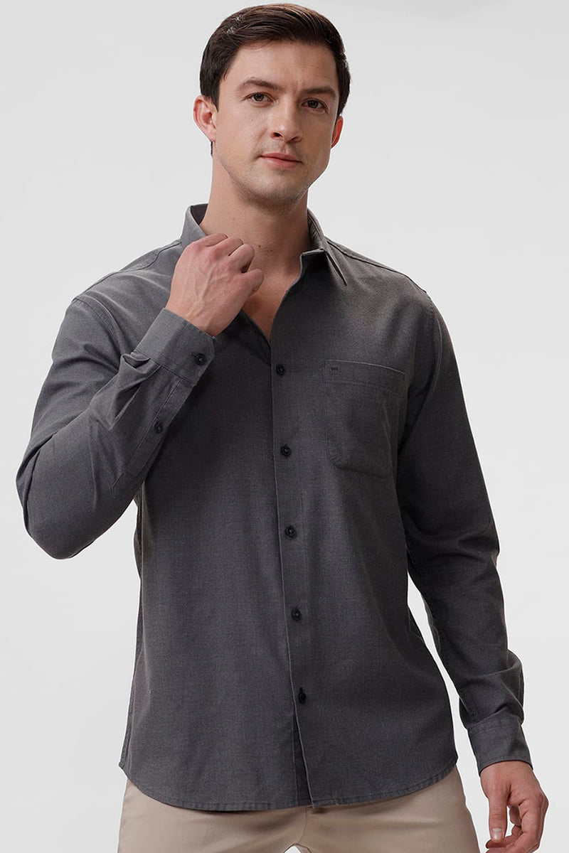 SLIM FIT PLOYESTER COTTON LYOCEL MELANGE SHIRT