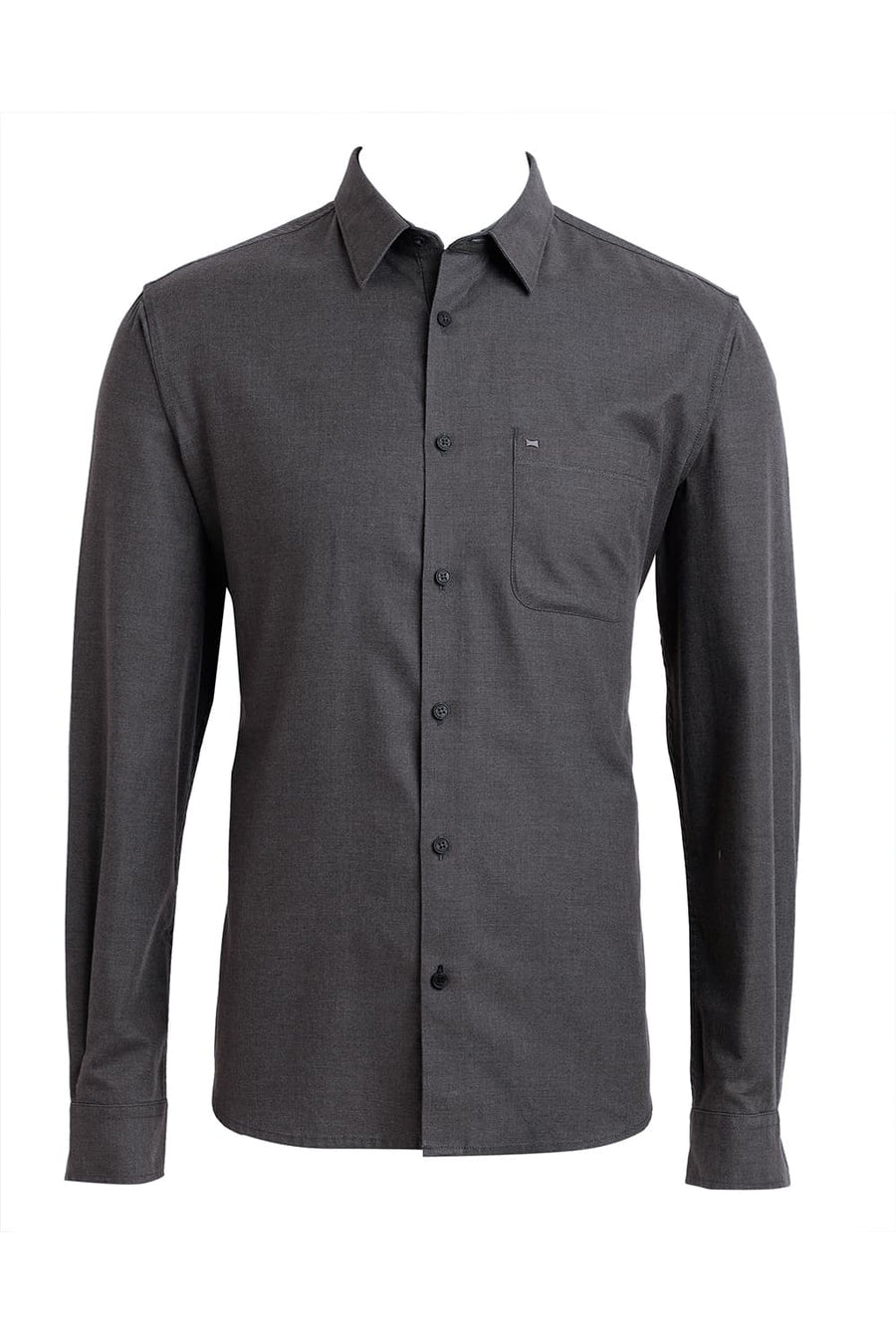 BASICS SLIM FIT GREY THUNDERSTORM PLOYESTER COTTON LYOCEL MELANGE SHIRT