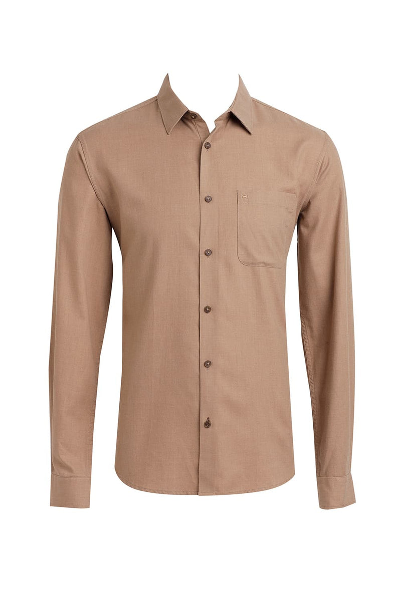 SLIM FIT PLOYESTER COTTON LYOCEL MELANGE SHIRT