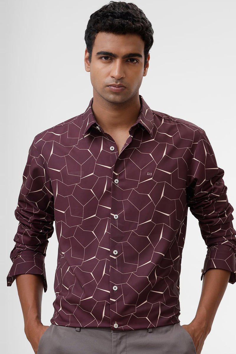 SLIM FIT POLYESTER PRINTED SHIRT