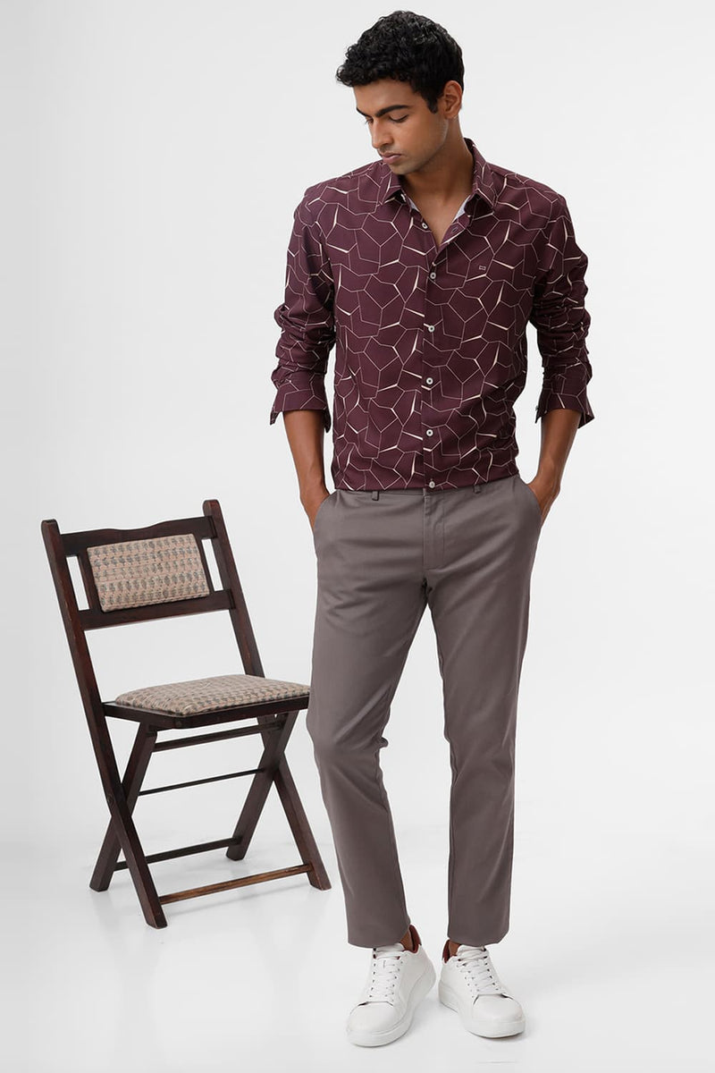 SLIM FIT POLYESTER PRINTED SHIRT
