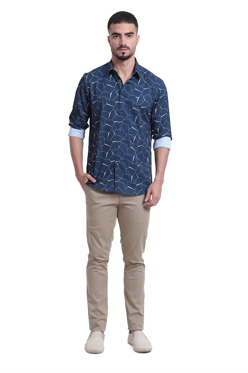SLIM FIT POLYESTER PRINTED SHIRT